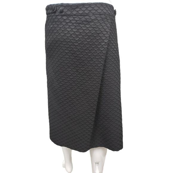 GIORGIO ARMANI Womens Black Knee Length Straight Skirt Scalloped Size 42 US 6 - Picture 2 of 7